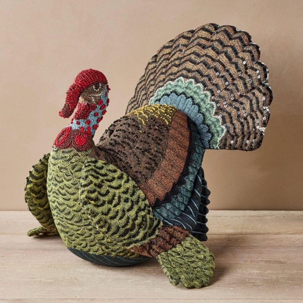 John Derian Target Beaded Turkey Pillow